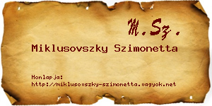 Miklusovszky Szimonetta névjegykártya
